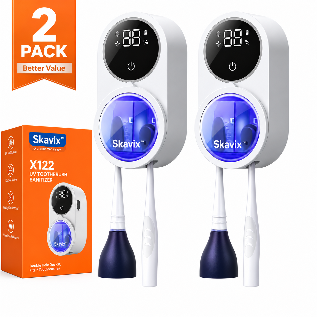 Skavix™ UV Toothbrush Sanitizer with Smart Display