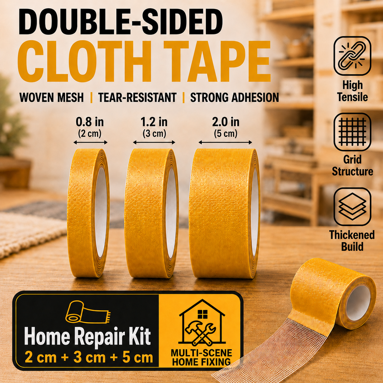 Heavy-Duty Double-Sided Cloth Tape
