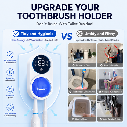 Skavix™ UV Toothbrush Sanitizer with Smart Display
