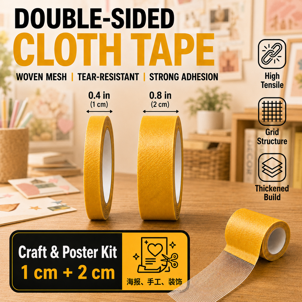 Heavy-Duty Double-Sided Cloth Tape
