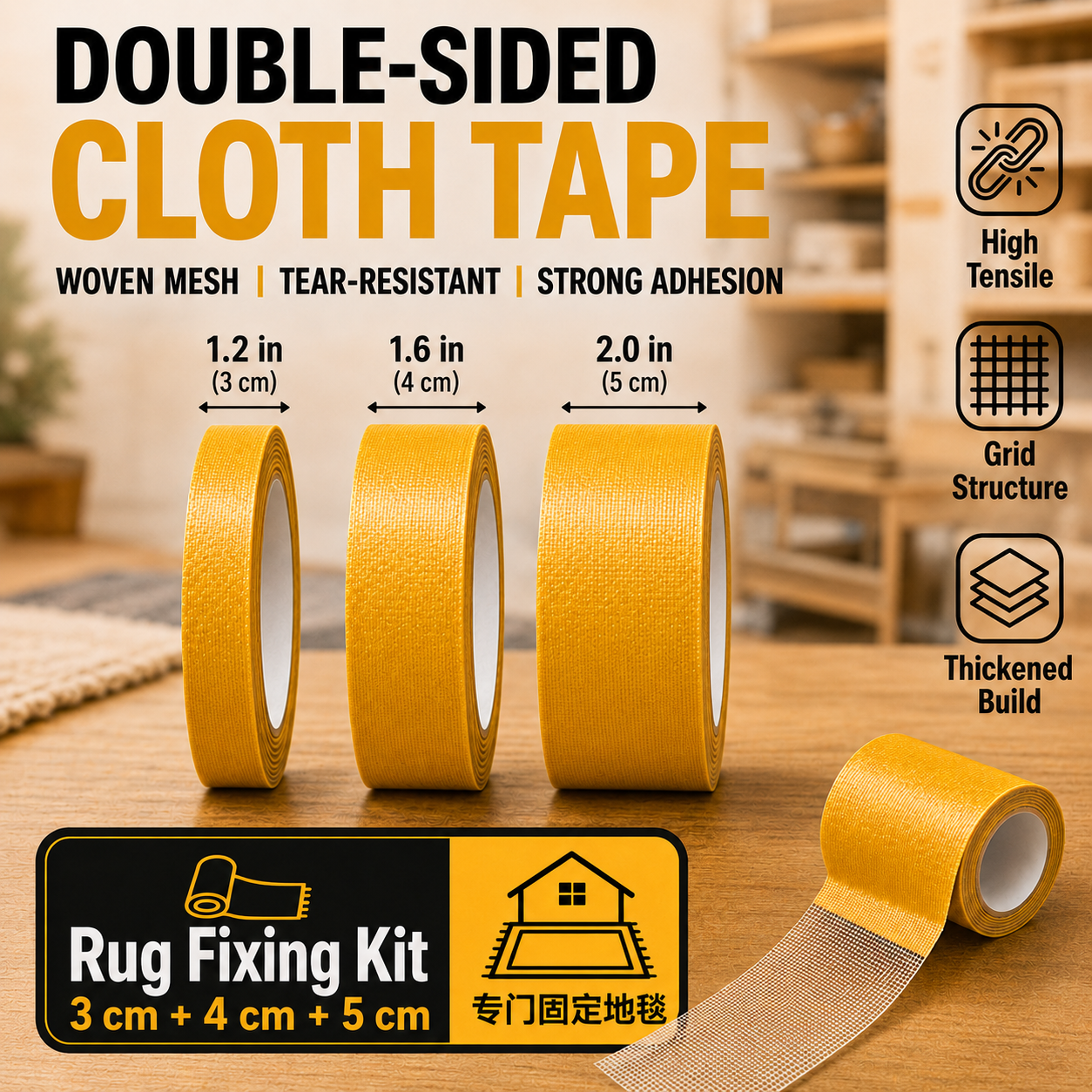 Heavy-Duty Double-Sided Cloth Tape