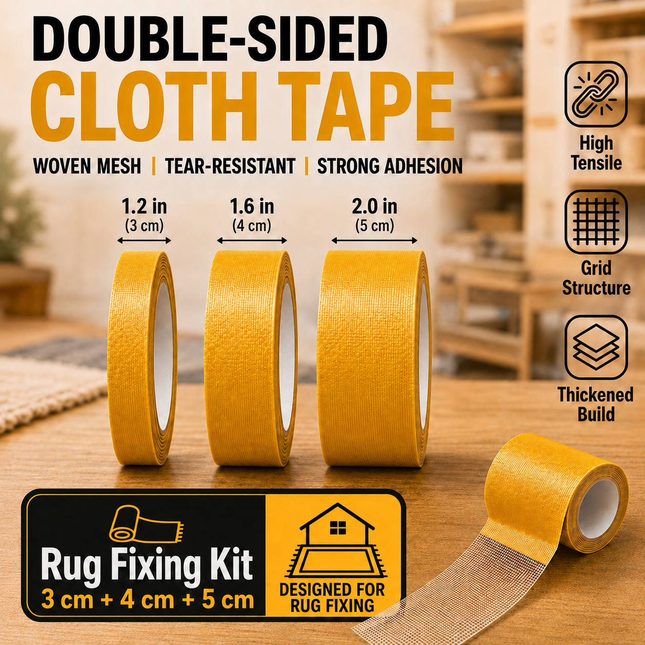 Heavy-Duty Double-Sided Cloth Tape